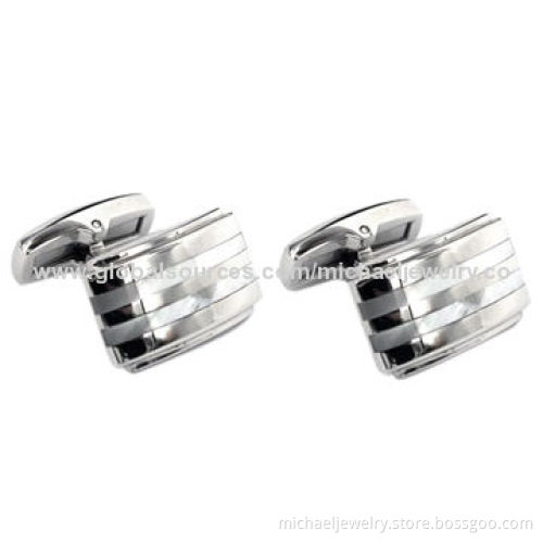 Stainless Steel Cufflinks with Mop, Concise and Elegant